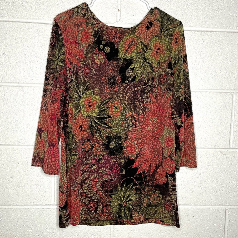 < Vintage Coldwater Creek Multi-Colored Floral Top > - Picture 3 of 3
